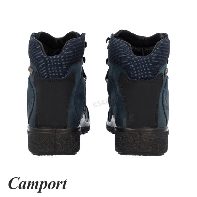 Botas de caminhada azuis e pretas vista traseira