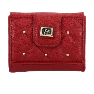 Carteira vermelha em pele com placa dourada Cavalinho
