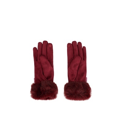 Luvas vermelhas com punhos em pelo faux