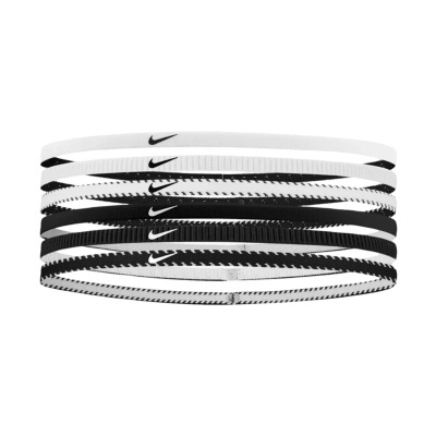 Bandas de cabelo elásticas da Nike em preto e branco com logótipo swoosh