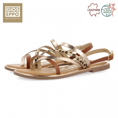 Sandálias rasas multicoloridas GIOS EPPO de couro com padrão animal print