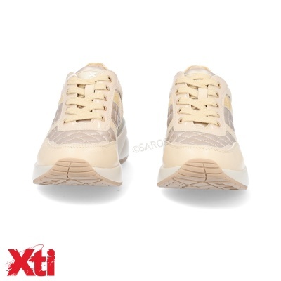 Sapatilhas Xti bege e creme com atacadores e sola branca