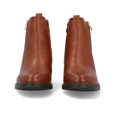 Botins castanhos em couro sintético com fecho dourado