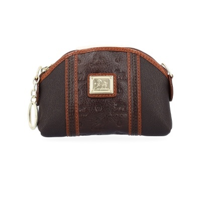 Necessaire castanha escura e clara com placa dourada Cavalinho