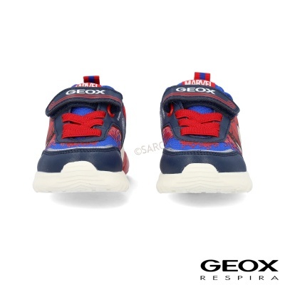 Ténis infantis Geox azul e vermelho com fecho velcro MARVEL e GEÖX
