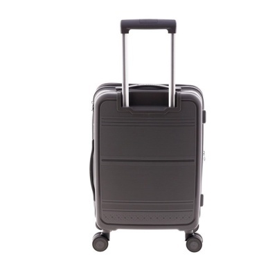 Mala de viagem rígida preta com puxador telescópico e quatro rodas