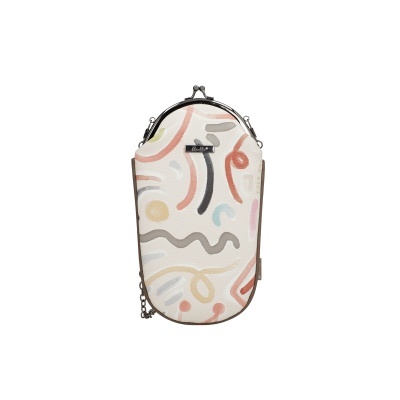 Carteira ou bolsa pequena com padrão abstrato e fecho de metal