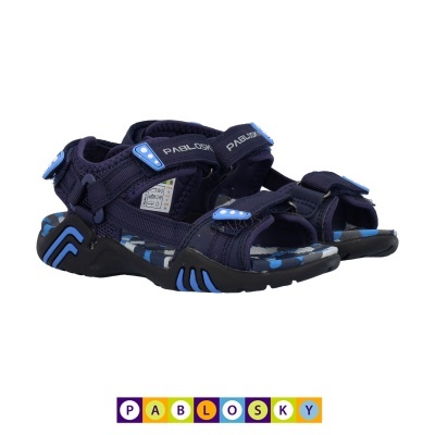Sandálias de criança azuis Pablosky com sola preta e detalhes azuis