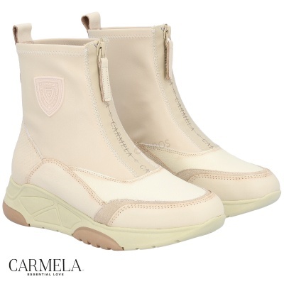 Botas bege e creme Carmela com sola grossa e fecho frontal