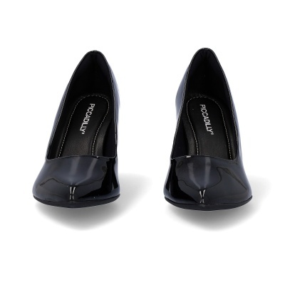 Par de sapatos de salto alto pretos verniz com marca PICCADILLY