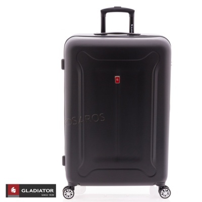 Mala de viagem rígida preta com rodas e puxador