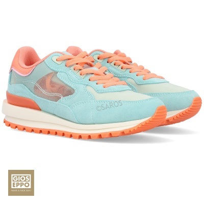 Sapatilhas Gioseppo azuis e corais com sola laranja