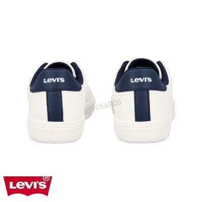 Ténis brancos Levi's com detalhes azuis e logótipo