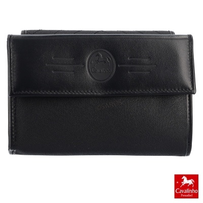 Carteira preta em pele com logótipo Cavalinho