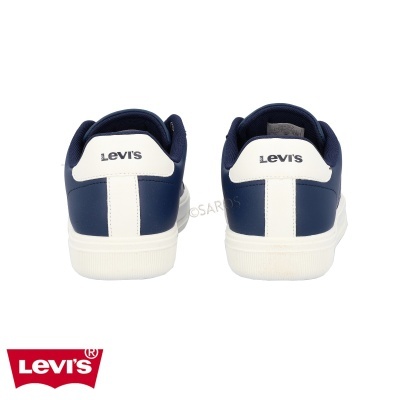 Ténis Levi's azul e branco vistos de trás com logótipo Levi's
