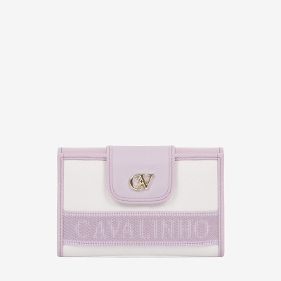 Carteira CAVALINHO branca e lilás com logo CV