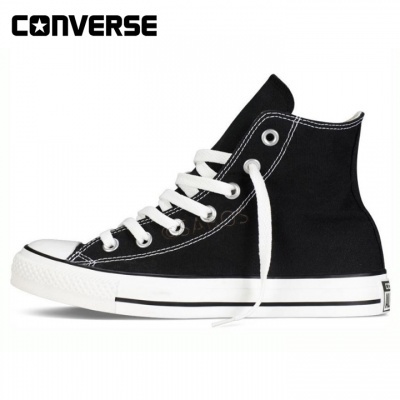 Ténis Converse cano alto preto com sola e atacadores brancos