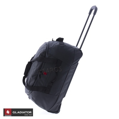 Mala de viagem preta com rodinhas e puxador telescópico