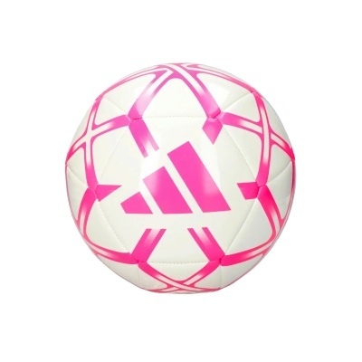 Bola de futebol branca com padrões cor-de-rosa e logo Adidas