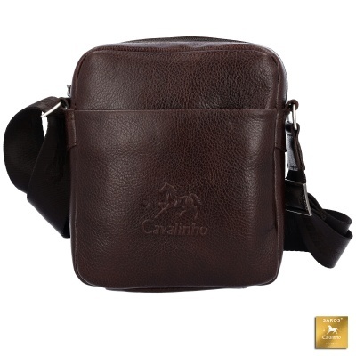 Mala de ombro Cavallino em couro castanho com textura granulada
