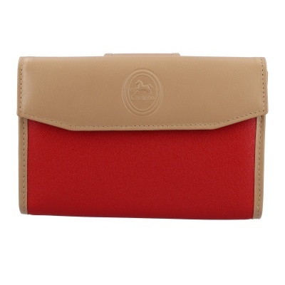 Carteira bege e vermelha Cavalinho com logo em relevo