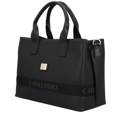 Mala preta de mão CAVALINHO com alças e detalhes metálicos dourados