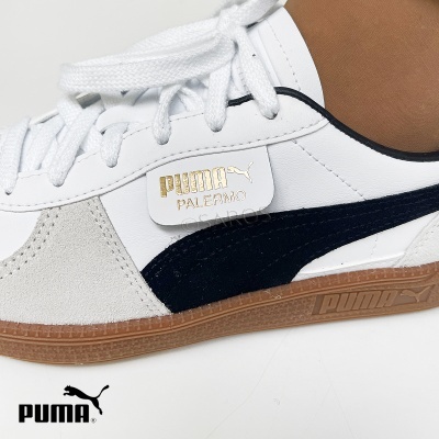 Ténis branco Puma com detalhes em preto e castanho