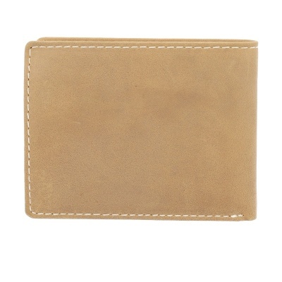 Carteira masculina castanho claro com costura branca