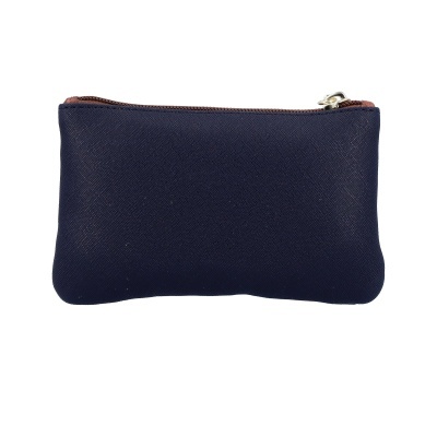 Carteira de mão azul escuro com fecho zipper