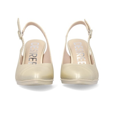 Sandálias de senhora bege com alça e fecho de fivela