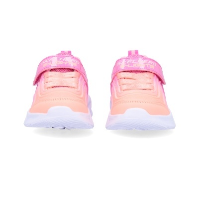 Sapatilhas infantis cor de rosa com sola branca e faixa de velcro