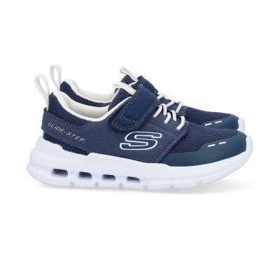 Sapatilhas sport azul escuro com sola branca e velcro