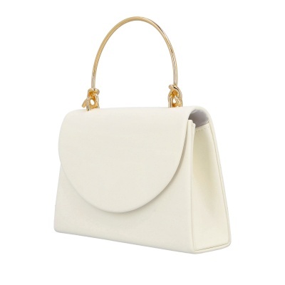 Mala de mão branca com alça metálica dourada