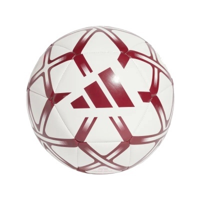 Bola de futebol branca com detalhes em vermelho e logo da Adidas