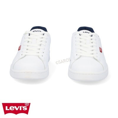 Sapatilhas brancas Levi's com detalhes em vermelho e azul escuro
