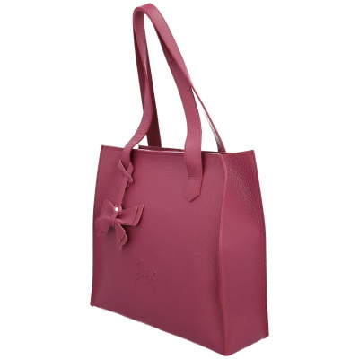 Mala rosa de senhora com laço e relevo de cavalo