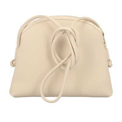 Mala de mão beige com alça torcida em nó