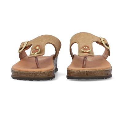 Sandálias castanhas de dedo com fivelas douradas