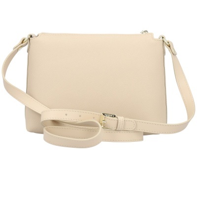 Mala de ombro bege com alça ajustável e fecho de correr