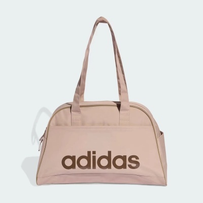 Mala desportiva bege com alças e logo adidas castanho