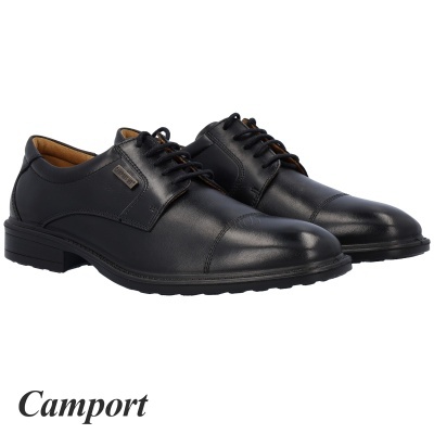 Sapatos sociais masculinos Camport pretos em couro com atacadores