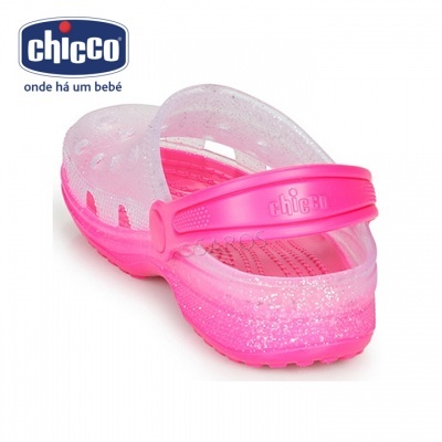 Chinelo rosa fosforescente translúcido com tira traseira da Chicco