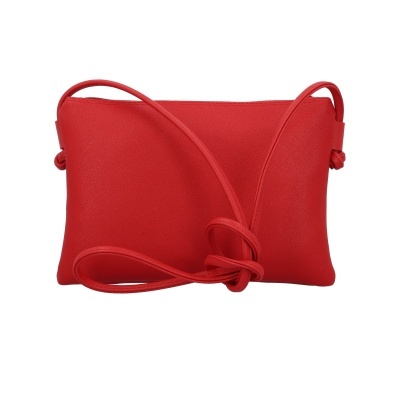Mala de ombro vermelha pequena com alça fina e nó decorativo