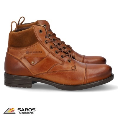 Botas masculinas castanhas em couro sintético e camurça