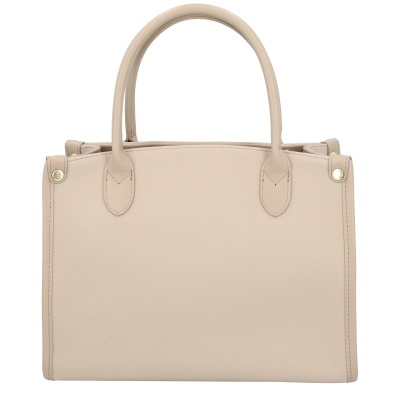 Mala de mão feminina bege em pele sintética com alças duplas