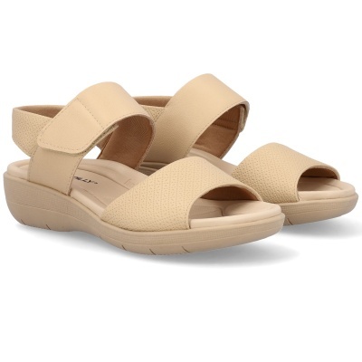 Sandálias beige com tiras largas e sola acolchoada