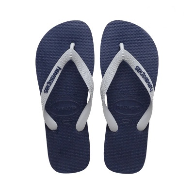 Chinelos Havaianas azul escuro com tiras brancas