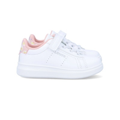 Sapatilhas infantis brancas com rosa e padrão de flores