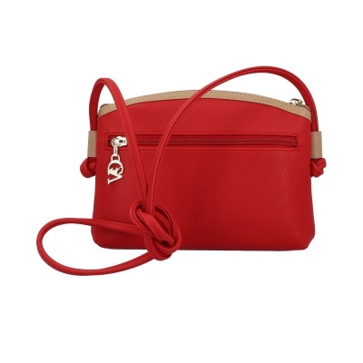 Mala pequena vermelha com detalhe bege e alça de corda vermelha