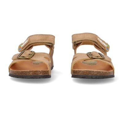 Sandálias castanhas de camurça com fivela e velcro Pablosky tamanho 25.